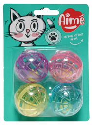 AIME Bolas com guizo para gato, o pacote de 4 bolas