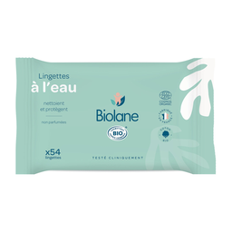 BIOLANE Lingettes nettoyantes l'eau pureté et douceur 54 lingettes