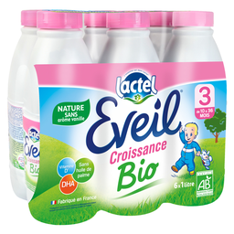 LACTEL Eveil Leite Líquido Bebé Bio 10 meses a 3 anos 6x1L