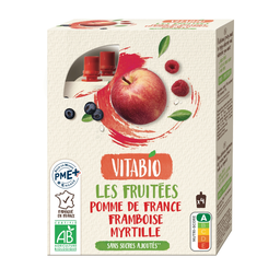 VITABIO Postre de Frutas Manzana Frambuesa Arándano Bio 480 g