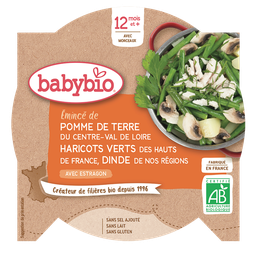 BABYBIO Prato para bebé Batata, vagem, peru 230 g