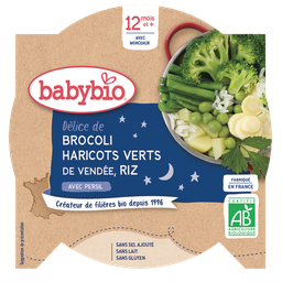 BABYBIO Prato Delícia de Brócolos Feijão Verde e Arroz Bio 230 g