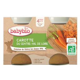 BABYBIO Puré de Cenouras do Vale do Loire 2 x 130 g