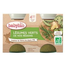 BABYBIO Puré de legumes verdes, 2 boiões de 130 g