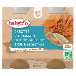 BABYBIO Refeição para Bebé Cenoura Abóbora Truta 2 x 230 g