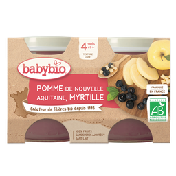BABYBIO Puré de Maçã da Aquitânia e Mirtilo BIO, 2x130g