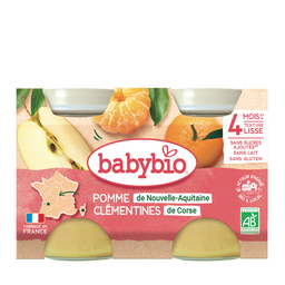 BABYBIO Sobremesa para bebé Maçã da Aquitânia e clementinas da Córsega 2 x 130 g