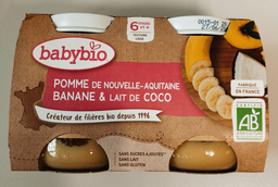 BABYBIO Sobremesa orgânica de maçã, banana e leite de coco 2 x 130 g