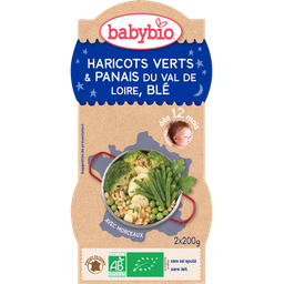 BABYBIO Taça de feijão verde, pastinaca e trigo 2 x 200 g