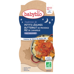 BABYBIO Bonne Nuit Tendresse Legumes e Arroz BIO, 2 taças de 200 g