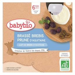 BABYBIO Yogur de oveja con ciruela 4 x 85 g