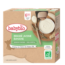 BABYBIO Puré de avena y plátano bio 4 x 85 g