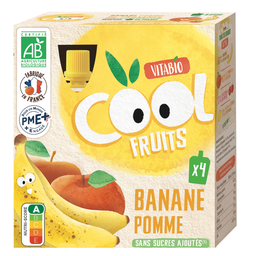 VITABIO Cool Fruits Compote Banane Pomme Bio 4x90g