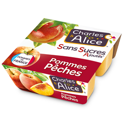 CHARLES & ALICE Postre Manzana Melocotón Sin Azúcares Añadidos 4x100g