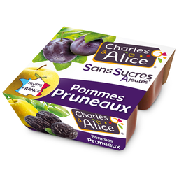 CHARLES & ALICE Postre Manzana Ciruela sin azúcares añadidos 4x100g