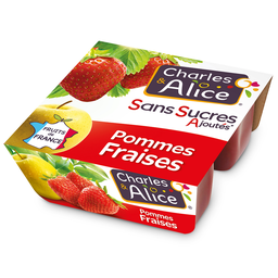 CHARLES & ALICE Postre de frutas Manzana Fresa 4x100g