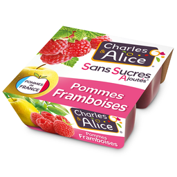 CHARLES & ALICE Postre de frutas Manzana Frambuesa 4x100g