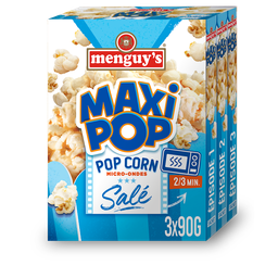 MENGUY'S Maxi pop corn légèrement salé 3 sachets micro ondes, 270g
