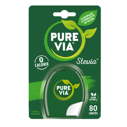 PURE VIA Edulcorante con extracto de planta de stevia, dispensador x80 unidades 6,8g