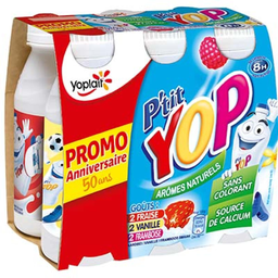 YOPLAIT Ptit Yaourt Boire Vanille-Framboise-Fraise 6x180 g