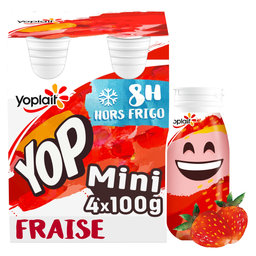 YOPLAIT Yaourt à boire aromatisé fraise MINI YOP 4x100g