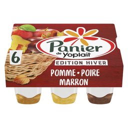 PANIER DE YOPLAIT Iogurte natural sobre cama de frutos de inverno maçã pera castanha 6 copos de 140 g