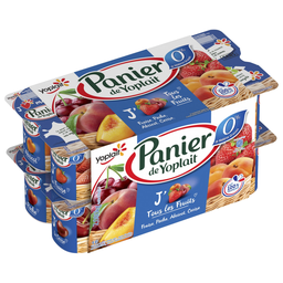 PANIER DE YOPLAIT Iogurte com frutas morango cereja pêssego alperce 0% MG 16 x 130 g