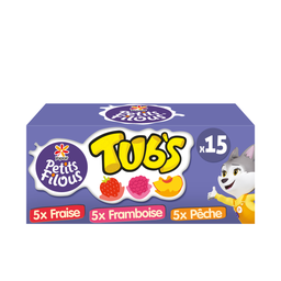 PETITS FILOUS Iogurte infantil em tubos sabor morango framboesa pêssego, 15 tubos de 37 g