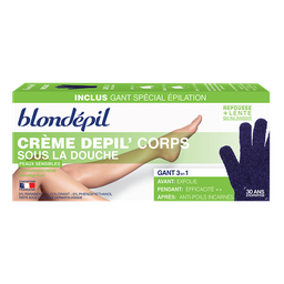 BLONDEPIL Crème Dépilatoire Corps Peau Sensible Gant Gommant Beurre d'Argan