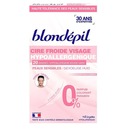 BLONDEPIL bandes dépilatoires visage pour peaux sensibles 20 pièces