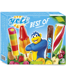YETI Bâtonnets glacés à l'eau assortiment x8 soit 370 g