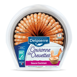DELPIERRE Couronne de queues de crevettes cuites décortiquées et sauce cocktail 130 g