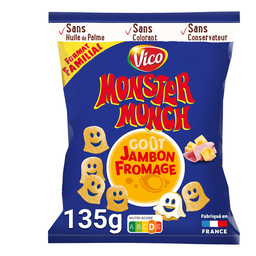MONSTER MUNCH Snacks inflados de patata sabor jamón y queso 135 g