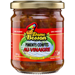 DAME BESSON Piments confits au vinaigre assez piquant 180 g