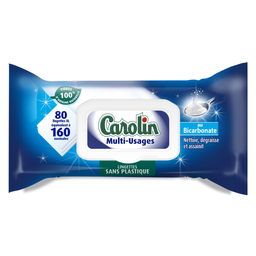 CAROLIN Lingettes multi-usages au bicarbonate 80 lingettes