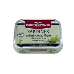 MOUETTES D'ARVOR Sardines au basilic et au thym LES MOUETTES D'ARVOR, boîte 1/6, 115g
