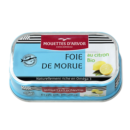 MOUETTES D'ARVOR Foie de morue naturel au citron Bio MOUETTES D'ARVOR
