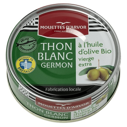 MOUETTES D'ARVOR Atún blanco en aceite de oliva virgen extra bio 80 g