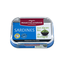 MOUETTES D'ARVOR Sardines entières aux algues de Bretagne Bio MOUETTES D'ARVOR