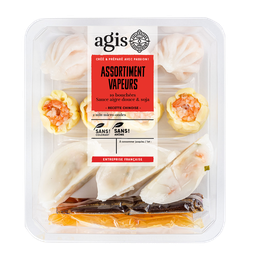 AGIS Assortiment de bouchées vapeur (Funkos crevettes, légumes, Xiu Maï) + sauces 240 g