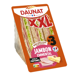 DAUNAT Sándwich XXL Pan Integral Jamón y Emmental 230 g