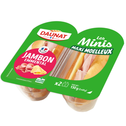 DAUNAT Mini Sándwiches jamón emmental 130 g