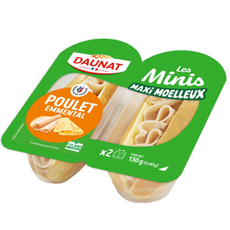 DAUNAT Mini Sándwiches Pechuga de Pollo Emmental Pan Natural 2 x 65 g