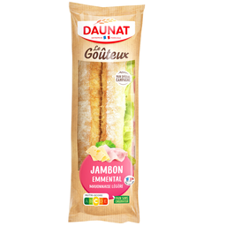 DAUNAT Sandwich baguette jamón emmental crudités pan de campo 220 g