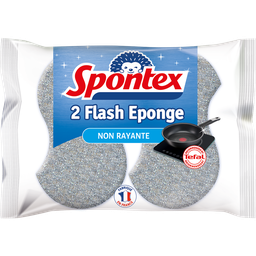 SPONTEX Eponges à Récurer Grattantes Non Rayantes Flash Eponge, lot de 2