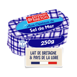 PAYSAN BRETON Beurre demi-sel au sel de mer avec cristaux 80%MG 250g