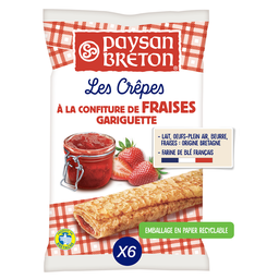 PAYSAN BRETON Crêpes fourrées à la confiture de fraise Gariguette PAYSAN BRETON - x6Le paquet de 180g