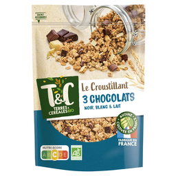 TERRES&CEREALES BIO TERRES ET CEREALES Muesli croustillant aux 3 chocolats bio 375g