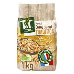 TERRE&CEREALES TERRES ET CEREALES Muesli de céréales bio croustillant tradition 1kg