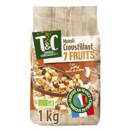 TERRE&CEREALES Céréales müesli croustillant 7fruits Bio, Terres & Céréales, 1kg